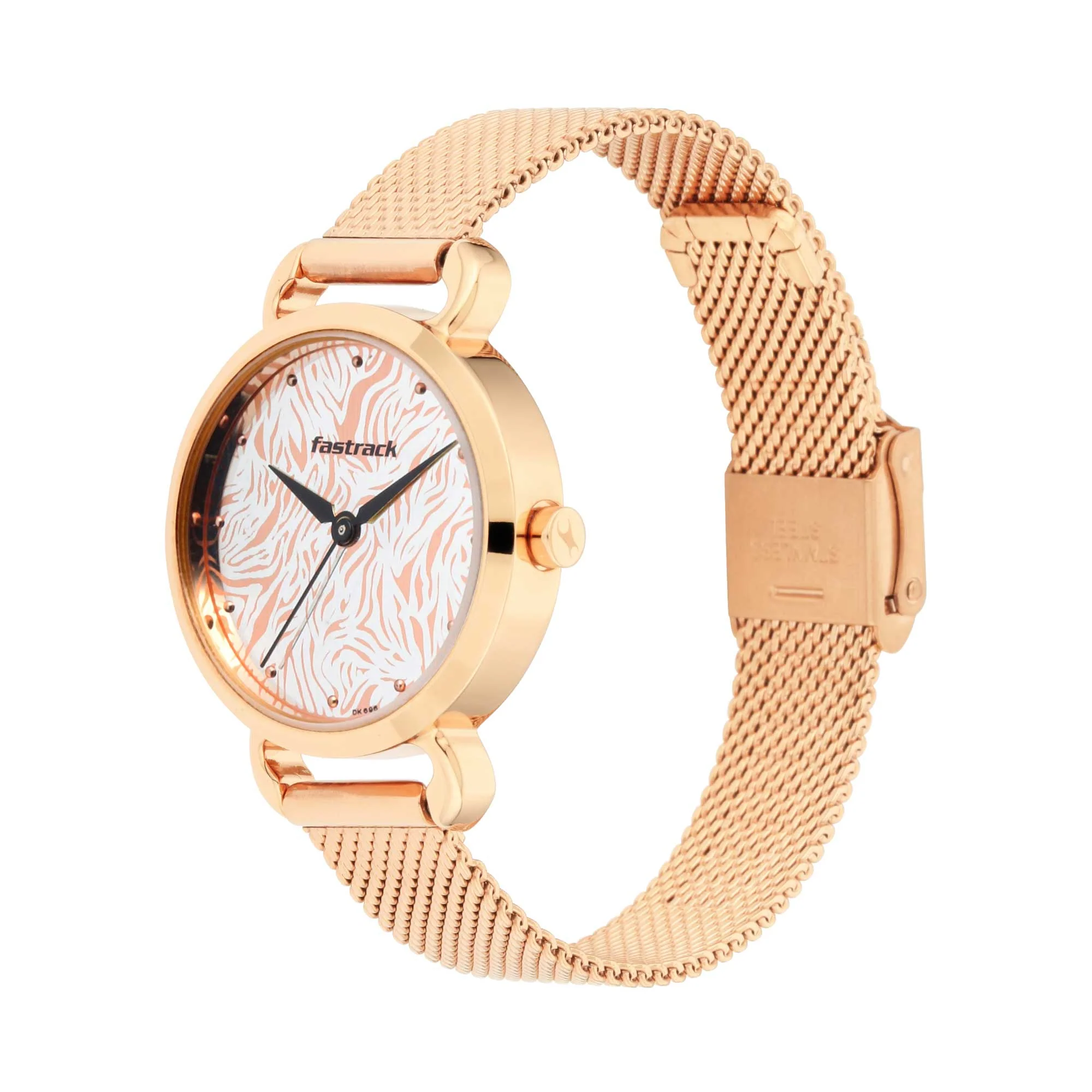 Fastrack Animal Print Quartz Analog Bicolour Dial Stainless Steel Strap Watch for Girls - Image 3