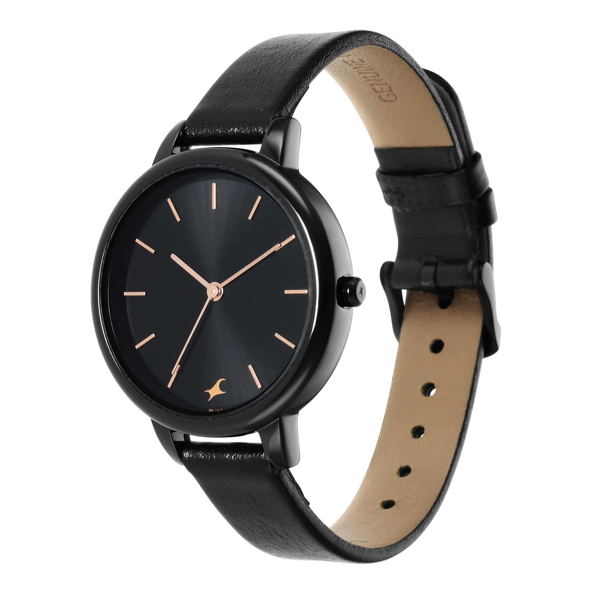 Fastrack Glitch Quartz Analog Black Dial Leather Strap Watch for Girls - Image 3