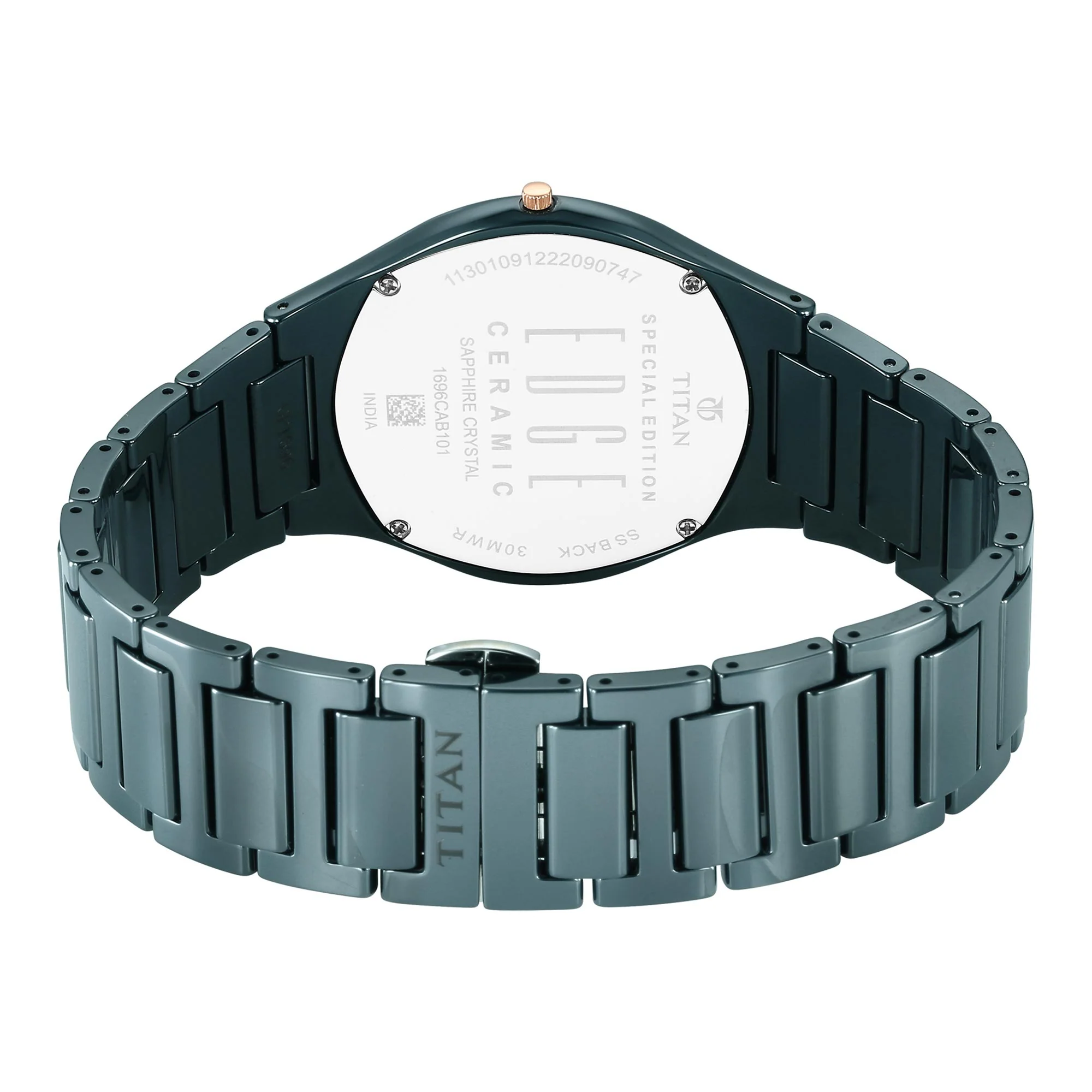 Titan Edge Ceramic Quartz in Atlantic Blue Dial with Diamonds Watch for Men - Image 3