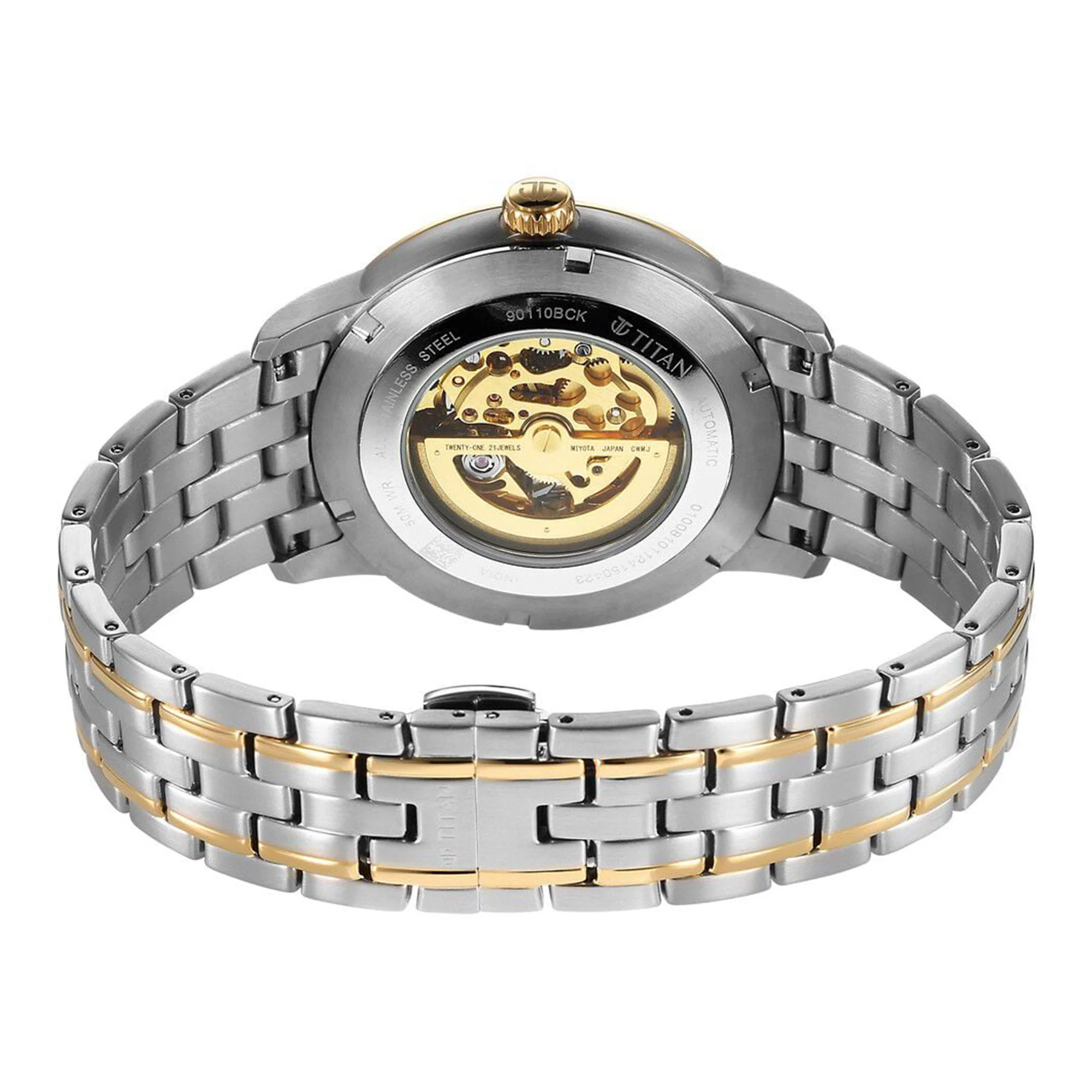 Titan Golden Heart Skeletal Automatic Analog with Silver Dial Dual-Tone Stainless Steel Strap Watch for Men - Image 5