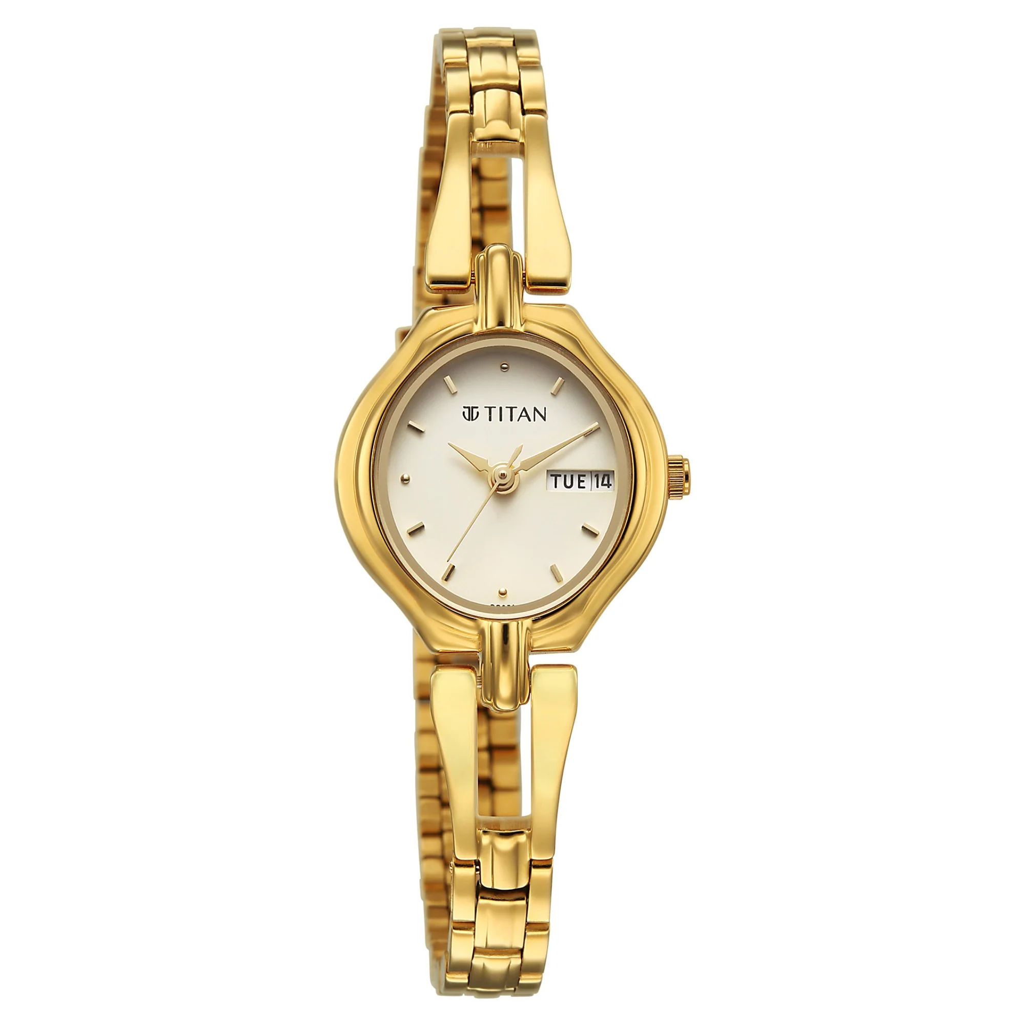 Titan Karishma Gold Dial Stainless Steel Strap Analog Watch for Women - Image 2