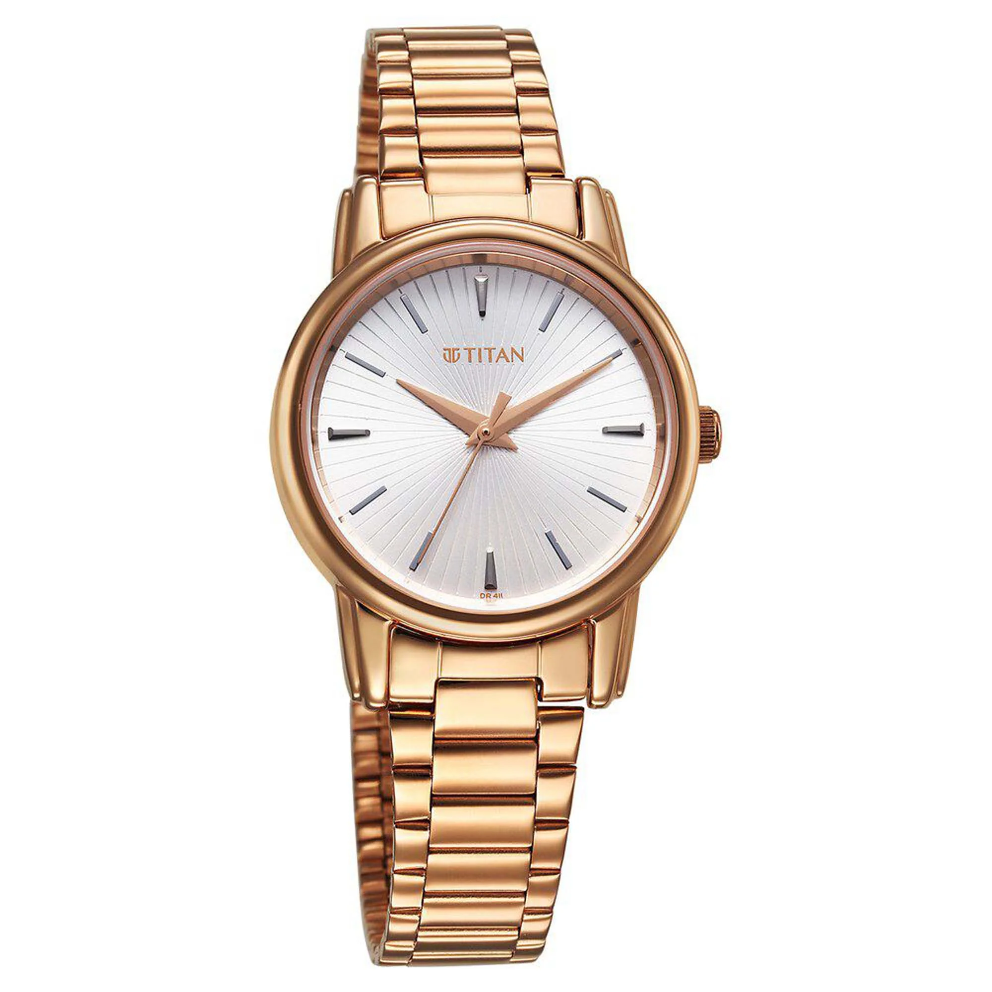 Titan Karishma Quartz Analog Silver Dial Rose Gold Stainless Steel Strap Watch For Women - Image 2
