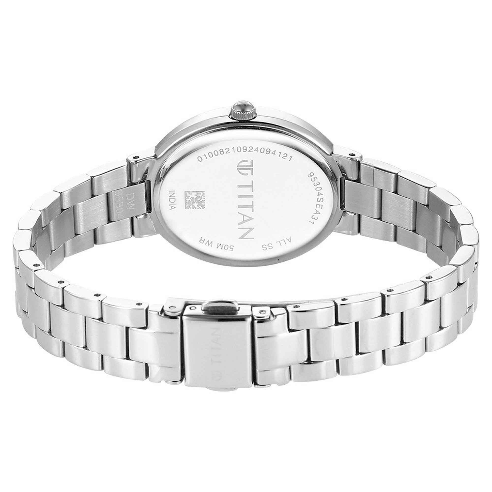 Titan Metro Quartz Analog Silver Dial Stainless Steel Strap Watch For Women - Image 5