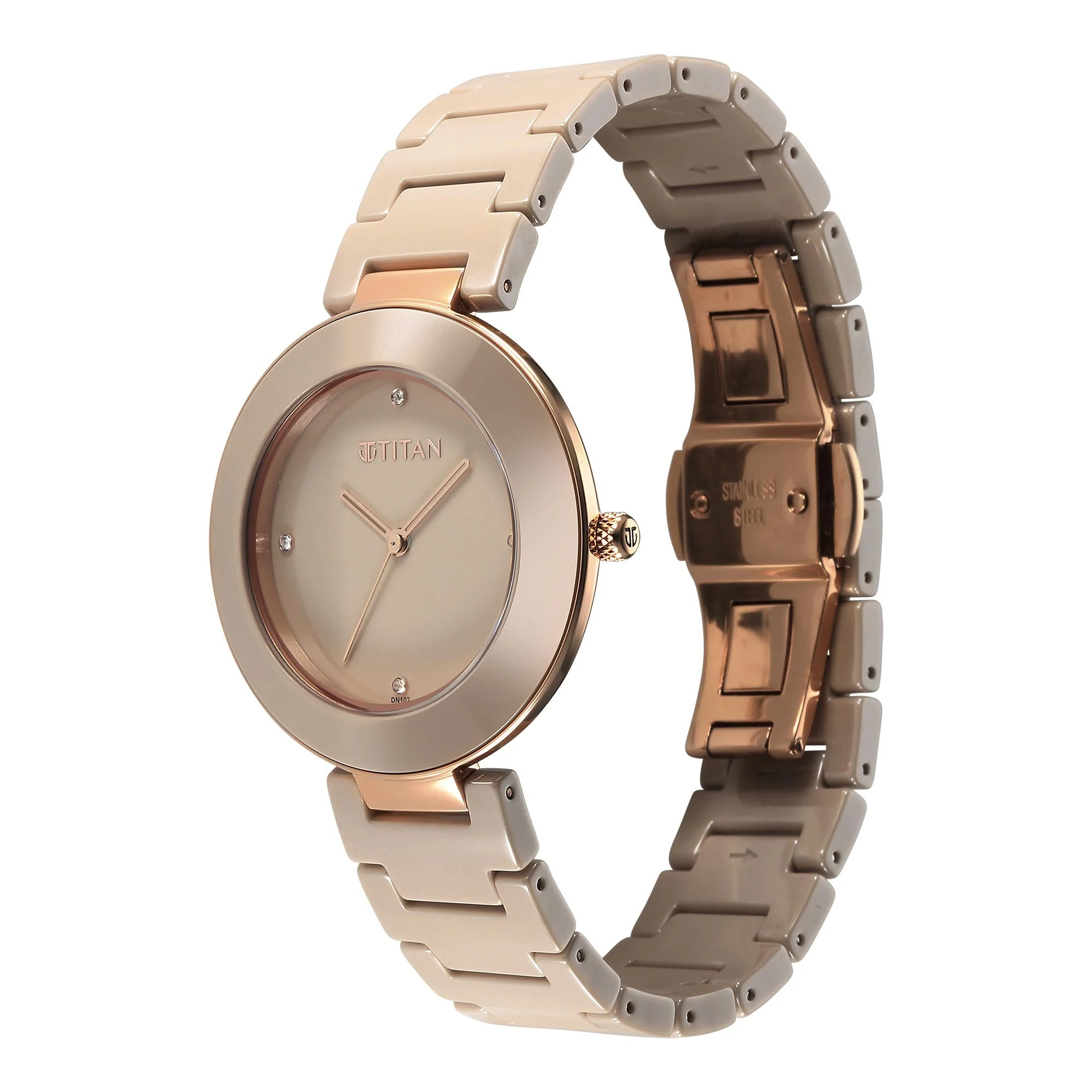 Titan Purple Ceramics Pink Dial Analog Ceramic Strap watch for Women - Image 3