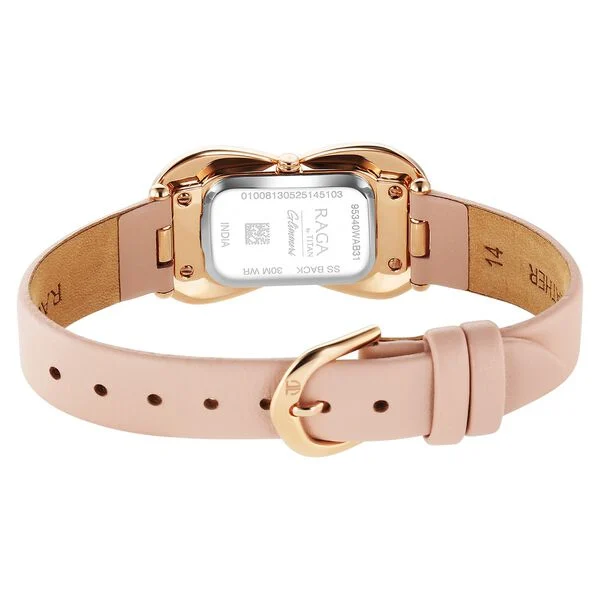 Titan Raga Glimmers Quartz Analog Pink Mother Of Pearl Dial Pink Leather Strap Watch For Women - Image 6
