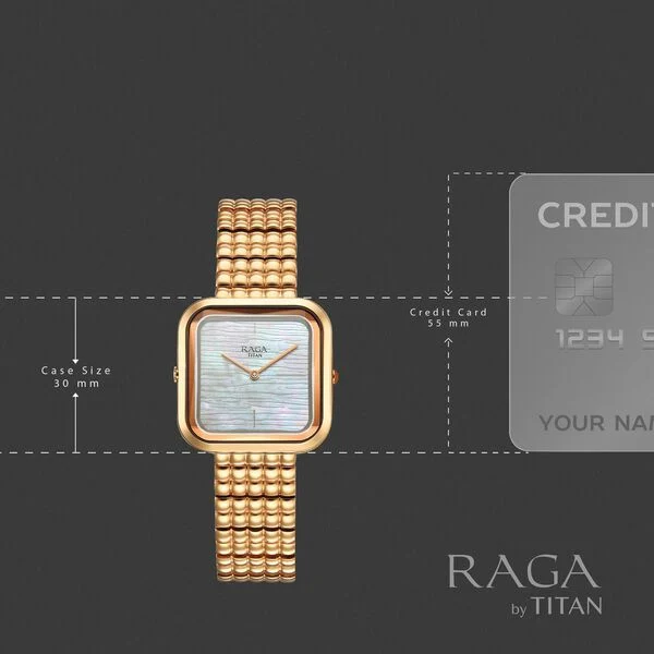 Titan Raga Glimmers Quartz Analog Mother of Pearl Dial Rose Gold Metal Strap Watch For Women - Image 5
