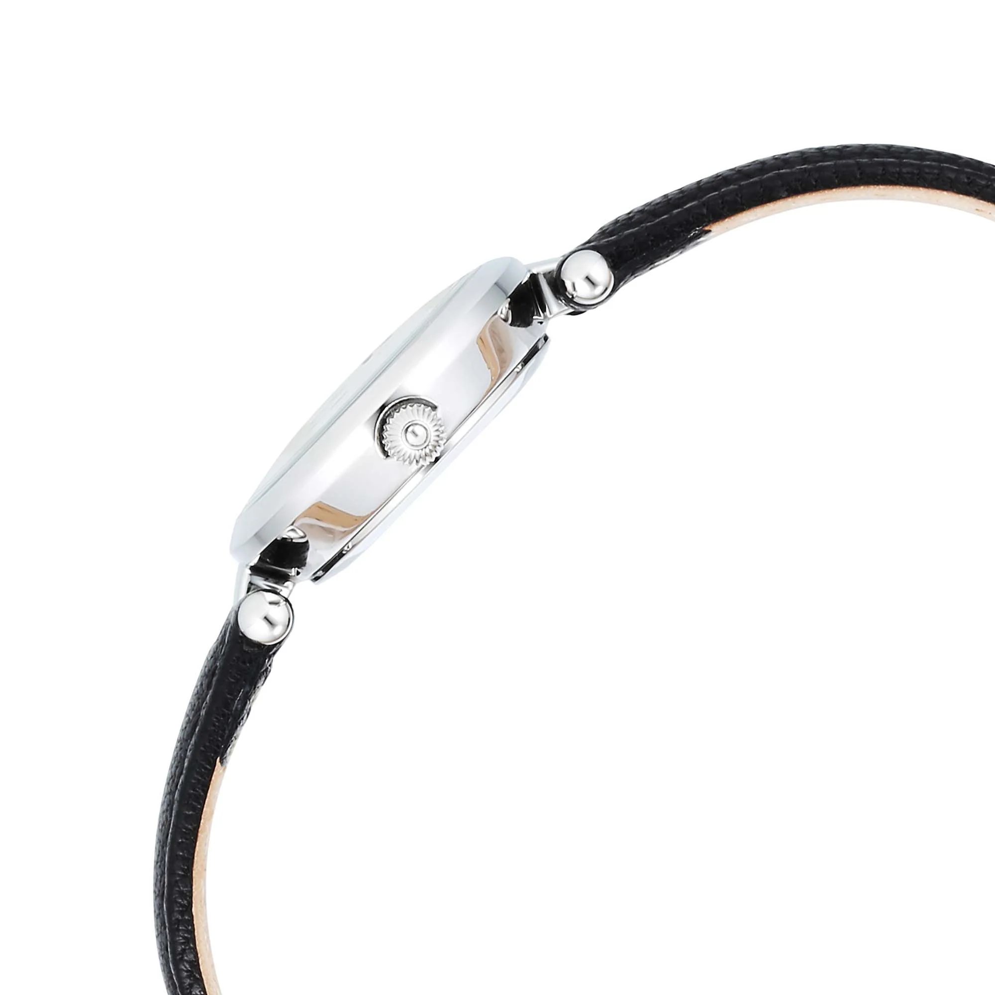 Titan Raga Silver Quartz Analog Mother Of Pearl Dial Sterling Silver Case With Black Color Leather Strap Watch For Women - Image 4