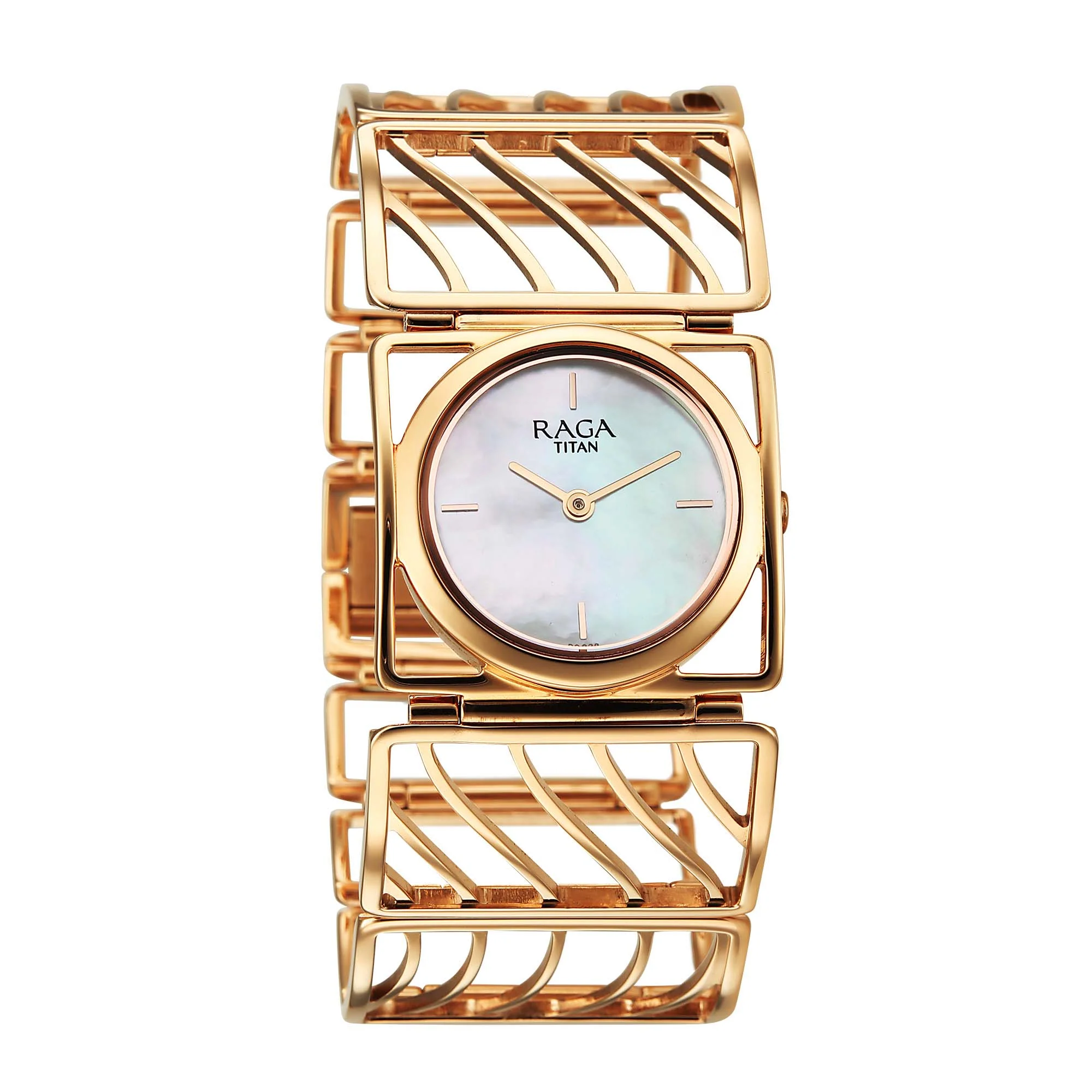 Titan Raga White Mother of Pearl Rectangle Dial Rose Gold Metal Analog Watch for Women 2769WM01 - Image 2