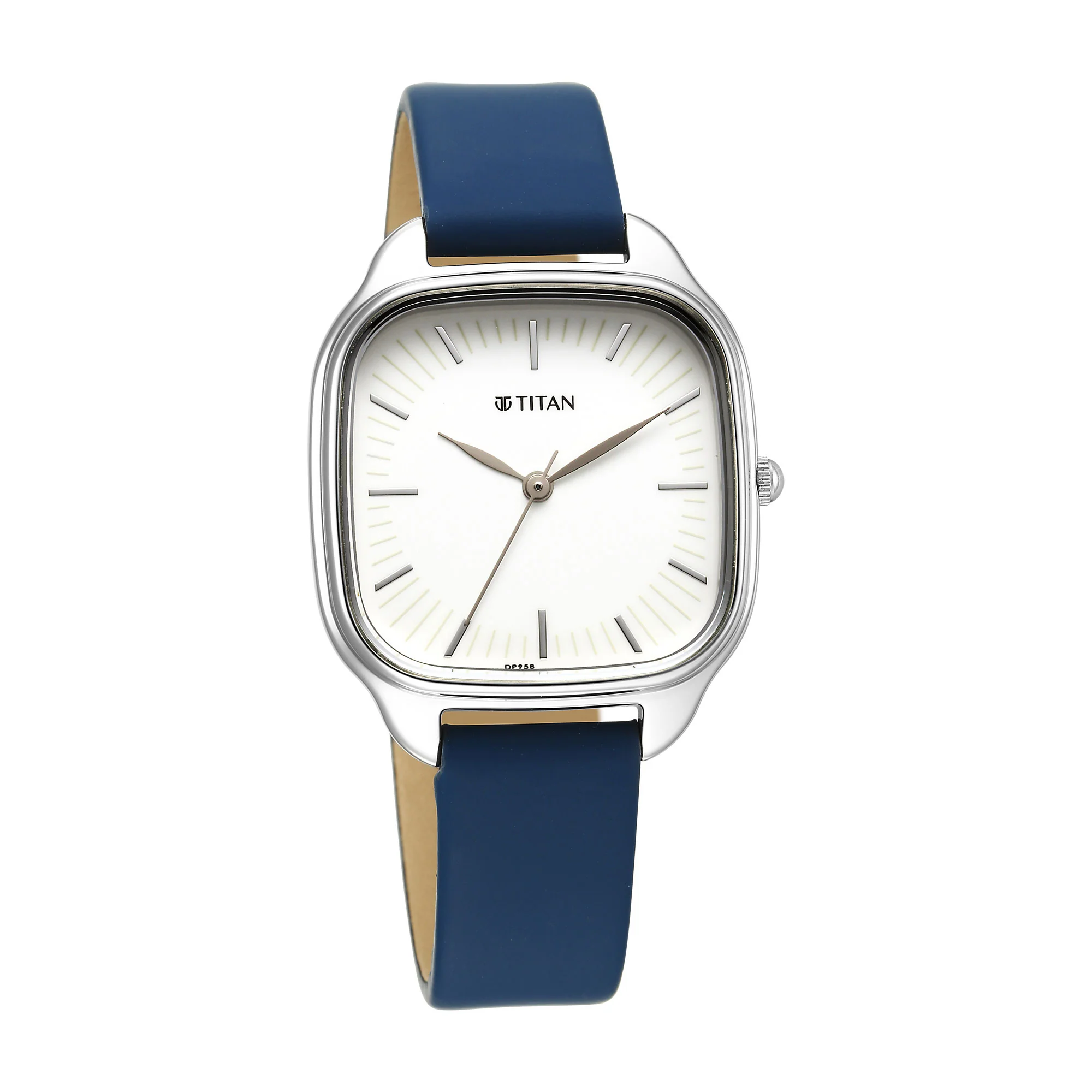 Titan White Square Dial Green Leather Strap Analog Quartz Watch for Women - Image 2