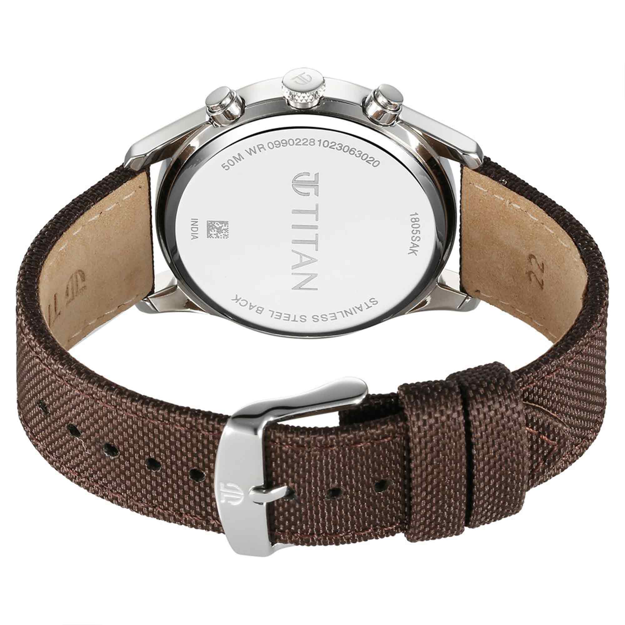 Titan Wrist Wit Quartz Analog with Day and Date Brown Dial Leather Strap Watch for Men - Image 5